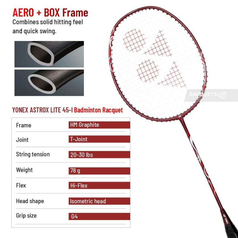 YONEX Astrox Lite 45I Badminton Racquet (Strung, Kurenai) YONEX Astrox Lite 45I Badminton Racquet (Strung, Kurenai)