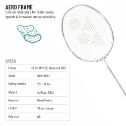 YONEX Nanoflare Nextage Badminton Racquet (Strung, White/Grey) YONEX Nanoflare Nextage Badminton Racquet (Strung, White/Grey)