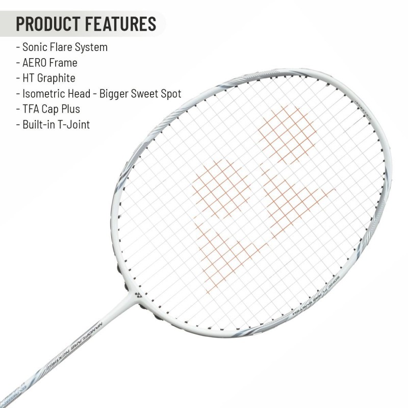 YONEX Nanoflare Nextage Badminton Racquet (Strung, White/Grey) YONEX Nanoflare Nextage Badminton Racquet (Strung, White/Grey)