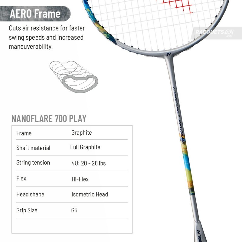 YONEX Nanoflare 700 Game Badminton Racquet (Strung, Silver/Blue) YONEX Nanoflare 700 Game Badminton Racquet (Strung, Silver/Blue)