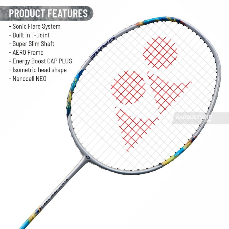 YONEX Nanoflare 700 Game Badminton Racquet (Strung, Silver/Blue) YONEX Nanoflare 700 Game Badminton Racquet (Strung, Silver/Blue)
