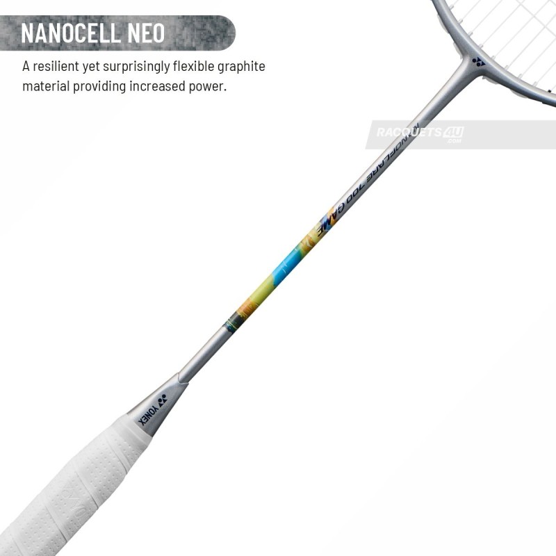 YONEX Nanoflare 700 Game Badminton Racquet (Strung, Silver/Blue) YONEX Nanoflare 700 Game Badminton Racquet (Strung, Silver/Blue)