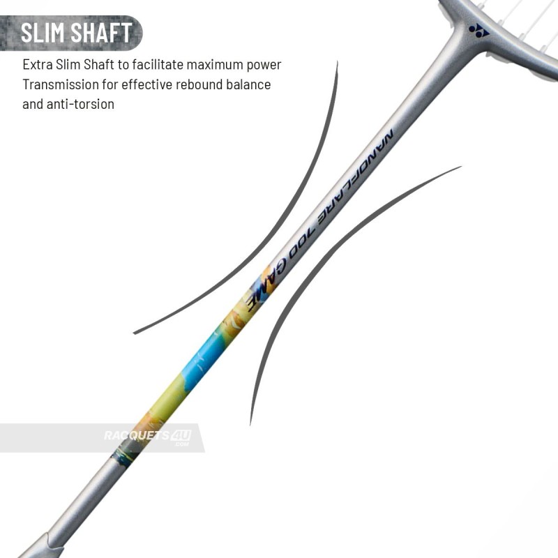 YONEX Nanoflare 700 Game Badminton Racquet (Strung, Silver/Blue) YONEX Nanoflare 700 Game Badminton Racquet (Strung, Silver/Blue)