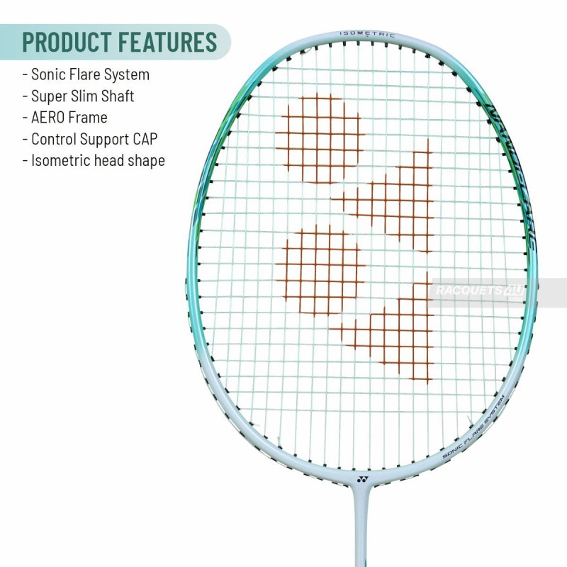 YONEX Nanoflare 001 Feel Badminton Racquet (Strung, White/Mint) YONEX Nanoflare 001 Feel Badminton Racquet (Strung, White/Mint)