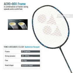 YONEX Arcsaber 2 Clear Badminton Racquet (Strung, Black/Blue) YONEX Arcsaber 2 Clear Badminton Racquet (Strung, Black/Blue)