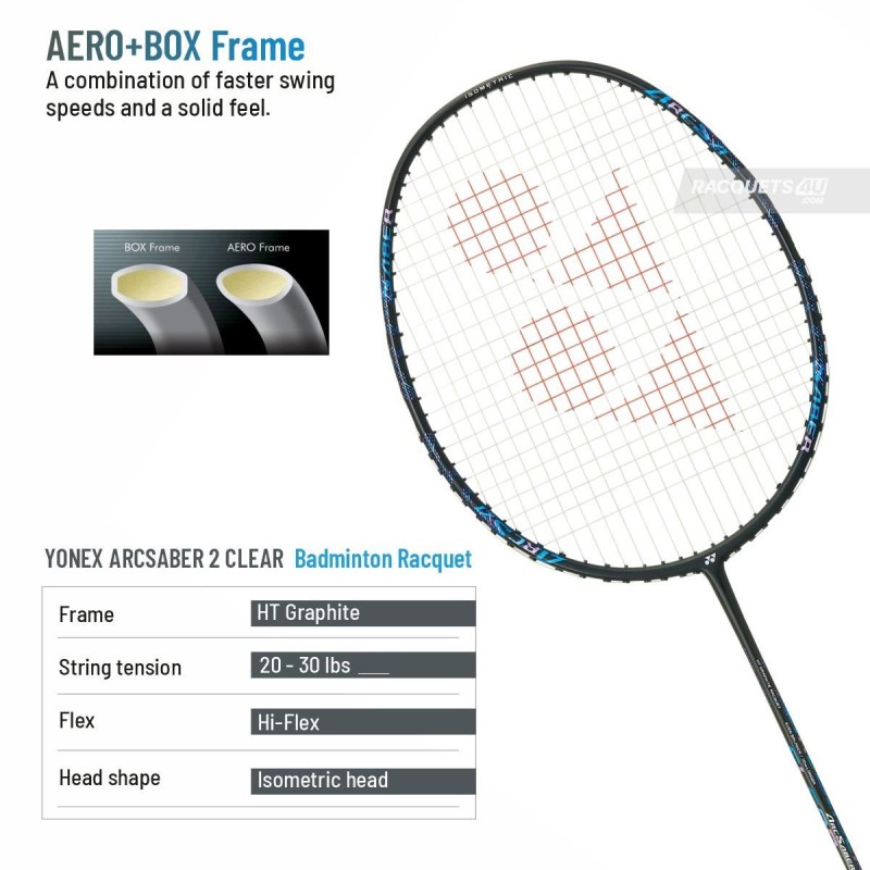 YONEX Arcsaber 2 Clear Badminton Racquet (Strung, Black/Blue) YONEX Arcsaber 2 Clear Badminton Racquet (Strung, Black/Blue)