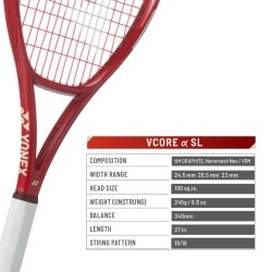 YONEX Vcore Alpha SL Tennis Racquet (Ruby Red, Strung) YONEX Vcore Alpha SL Tennis Racquet (Ruby Red, Strung)