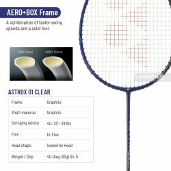 YONEX Astrox 01 Clear Badminton Racquet (Strung, Black/Blue) YONEX Astrox 01 Clear Badminton Racquet (Strung, Black/Blue)