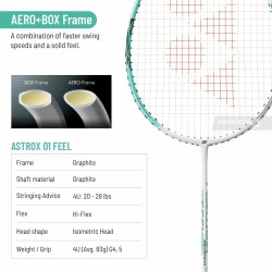 YONEX Astrox 01 Feel Badminton Racquet (Strung, White/Mint) YONEX Astrox 01 Feel Badminton Racquet (Strung, White/Mint)
