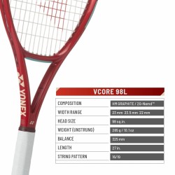 YONEX Vcore 98L Tennis Racquet (Ruby Red, Unstrung) YONEX Vcore 98L Tennis Racquet (Ruby Red, Unstrung)