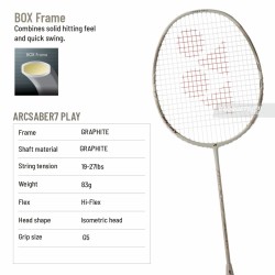 YONEX Arcsaber 7 Play Badminton Racquet (Light Beige, Strung) YONEX Arcsaber 7 Play Badminton Racquet (Light Beige, Strung)