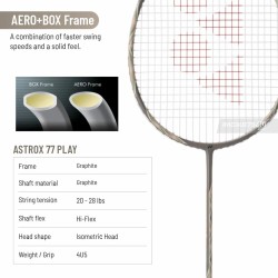 YONEX Astrox 77 Play Badminton Racquet (Light Beige, Strung) YONEX Astrox 77 Play Badminton Racquet (Light Beige, Strung)