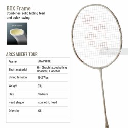 YONEX Arcsaber 7 Tour Badminton Racquet (Light Beige, Unstrung) YONEX Arcsaber 7 Tour Badminton Racquet (Light Beige, Unstrung)