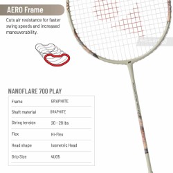 YONEX Nanoflare 700 Play Badminton Racquet (Light Beige, Strung) YONEX Nanoflare 700 Play Badminton Racquet (Light Beige, Strung)