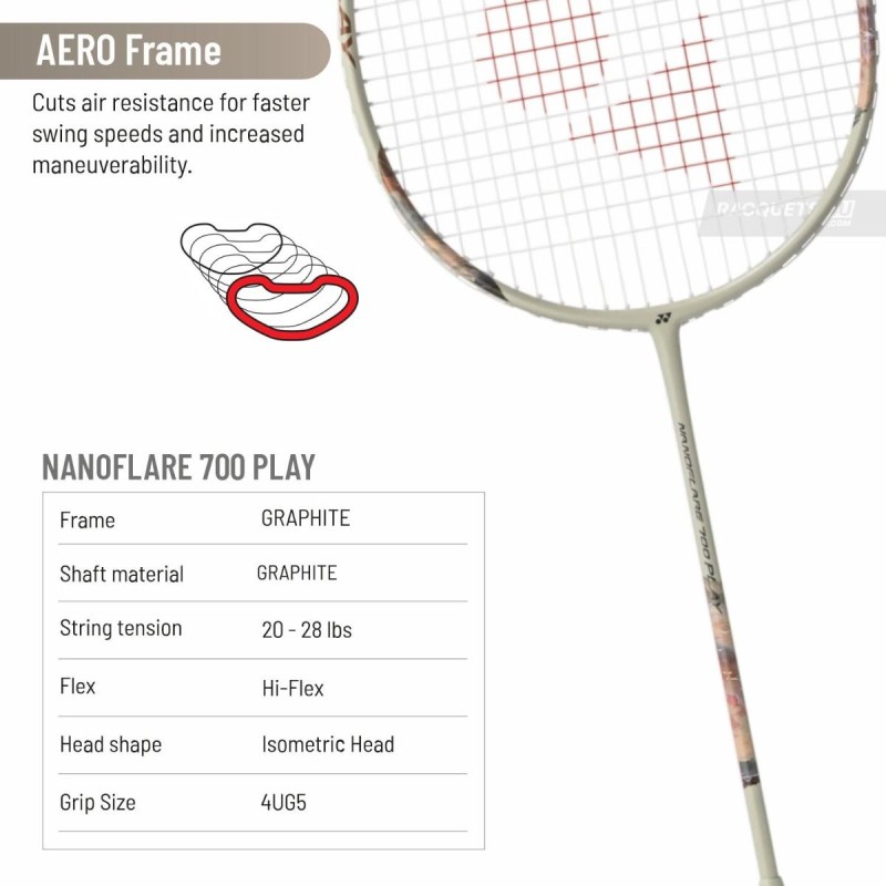 YONEX Nanoflare 700 Play Badminton Racquet (Light Beige, Strung) YONEX Nanoflare 700 Play Badminton Racquet (Light Beige, Strung)