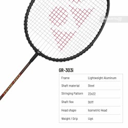 YONEX GR 303I Badminton Racquet (Strung, Black) YONEX GR 303I Badminton Racquet (Strung, Black)