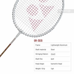 YONEX GR 303I Badminton Racquet (Strung, White) YONEX GR 303I Badminton Racquet (Strung, White)