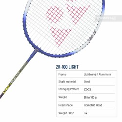 YONEX ZR 100 Light Badminton Racquet (Strung, White Blue) YONEX ZR 100 Light Badminton Racquet (Strung, White Blue)