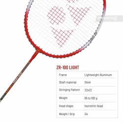 YONEX ZR 100 Light Badminton Racquet (Strung, Light Red) YONEX ZR 100 Light Badminton Racquet (Strung, Light Red)