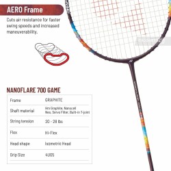 YONEX Nanoflare 700 Game Badminton Racquet (Strung, Mid Purple) YONEX Nanoflare 700 Game Badminton Racquet (Strung, Mid Purple)