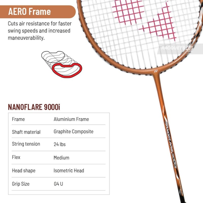 YONEX Nanoflare 9000i Badminton Racquet (Strung, Copper Mettalic) YONEX Nanoflare 9000i Badminton Racquet (Strung, Copper Mettalic)