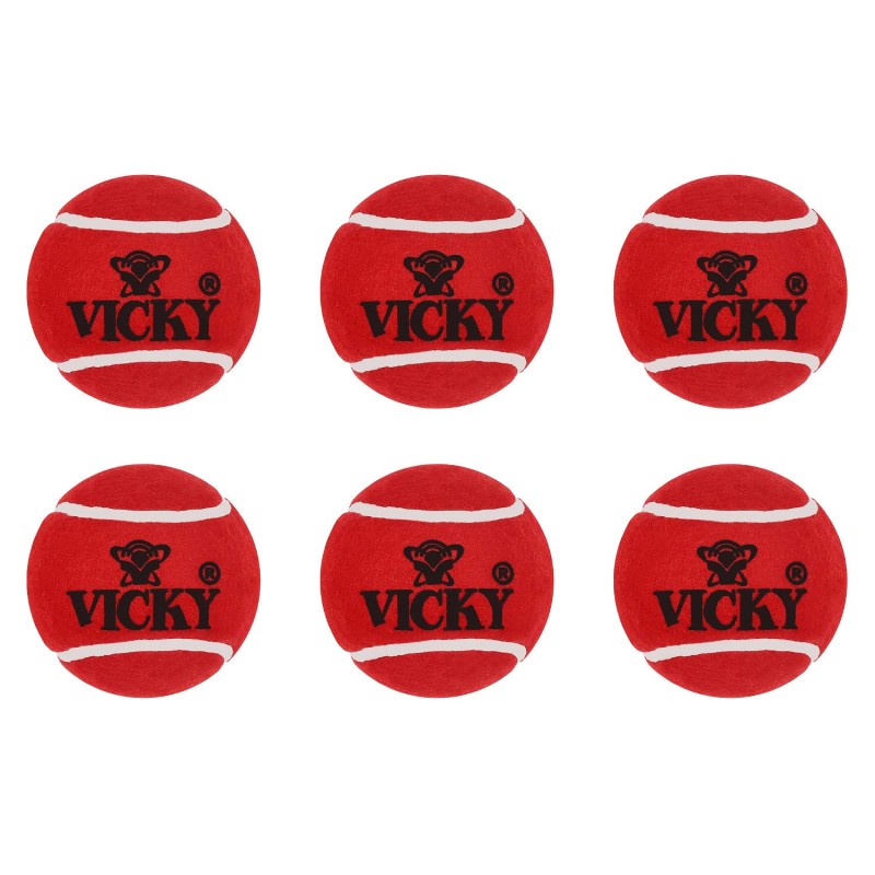 Vicky Cricket Tennis Ball Pack of 6, Maroon Vicky Cricket Tennis Ball Pack of 6, Maroon