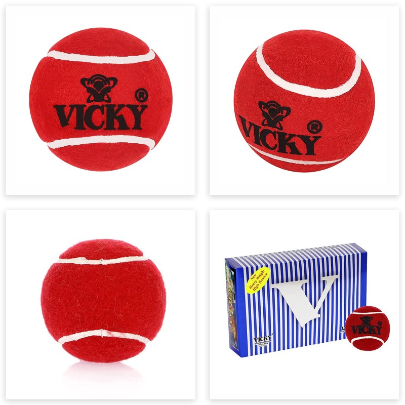 Vicky Cricket Tennis Ball Pack of 6, Maroon Vicky Cricket Tennis Ball Pack of 6, Maroon