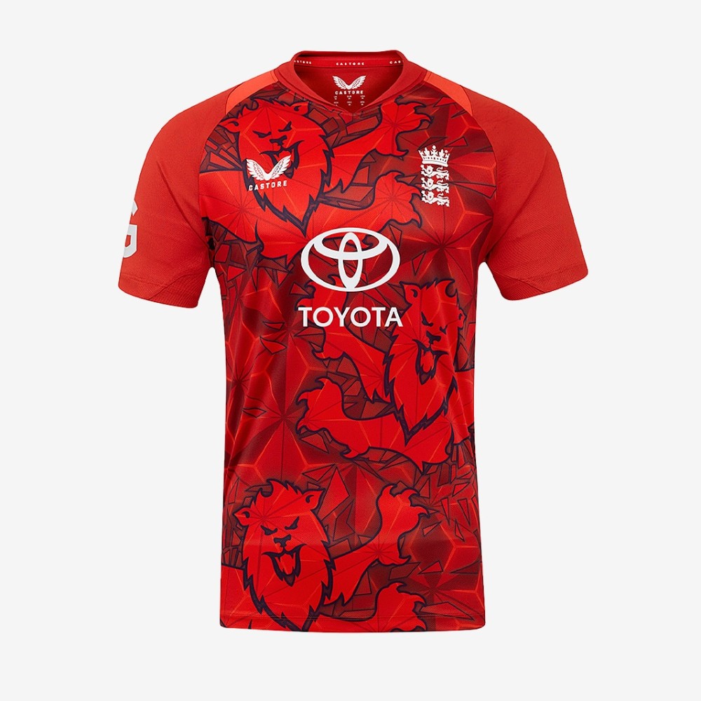 England Red 25/26 ODI Half Sleeves Cricket Fan Jersey - 100% Dryfit Polyester - With Name Personalization England Red 25/26 ODI Half Sleeves Cricket Fan Jersey - 100% Dryfit Polyester - With Name Personalization