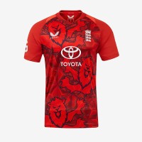England Red 25/26 ODI Half Sleeves Cricket Fan Jersey - 100% Dryfit Polyester - With Name Personalization