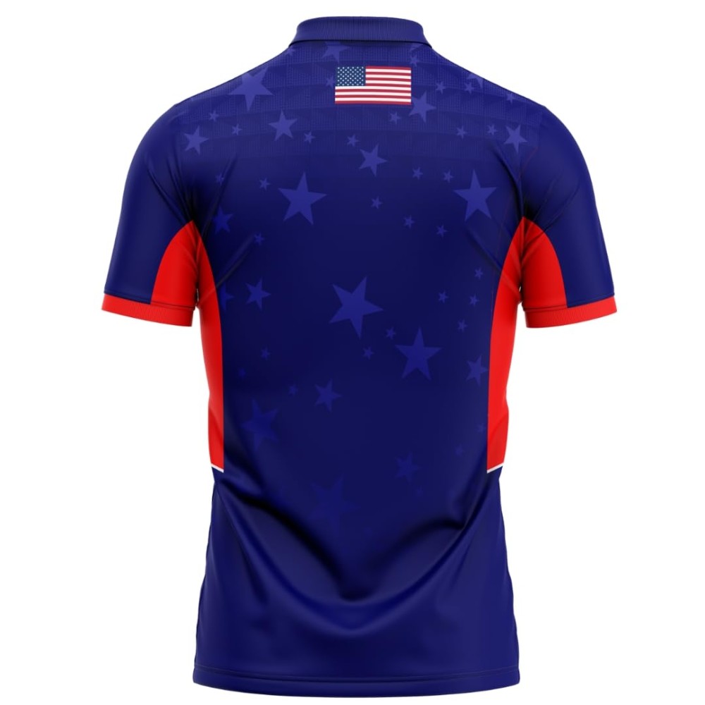 United States 2024 T20 World Cup Half Sleeves Cricket Fan Jersey - 100% Dryfit Polyester - With Name Personalization United States 2024 T20 World Cup Half Sleeves Cricket Fan Jersey - 100% Dryfit Polyester - With Name Personalization
