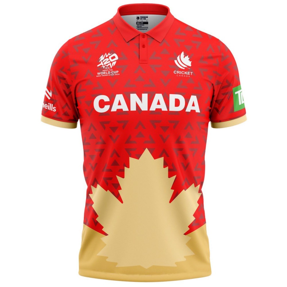 Canada 2024 T20 World Cup Half Sleeves Cricket Fan Jersey - 100% Dryfit Polyester - With Name Personalization