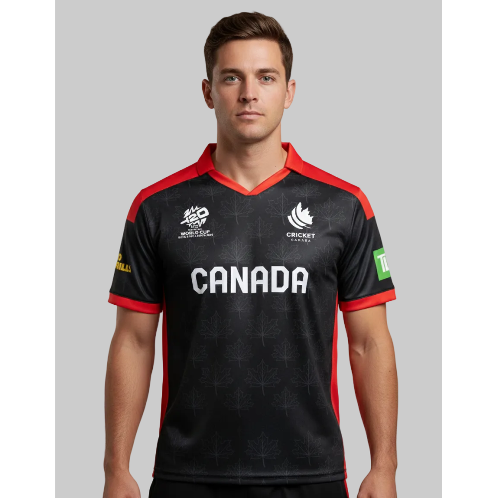 Canada 2026 T20 World Cup Half Sleeves Cricket Fan Jersey - 100% Dryfit Polyester - With Name Personalization Canada 2026 T20 World Cup Half Sleeves Cricket Fan Jersey - 100% Dryfit Polyester - With Name Personalization